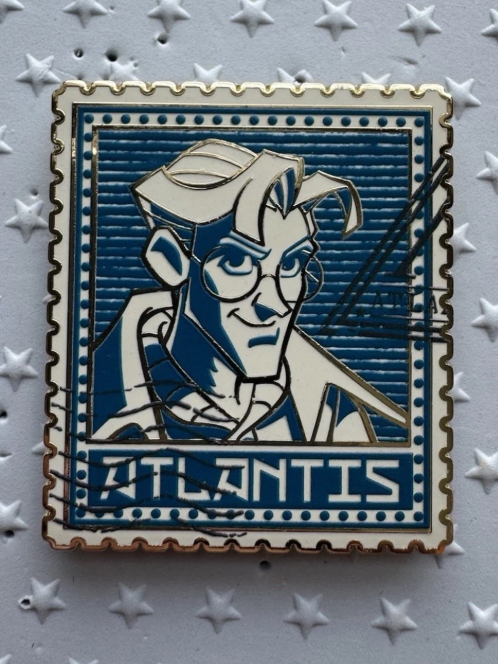 Disney Atlantis Movie Milo Stamp-Style Enamel Pin Single on Disney Box